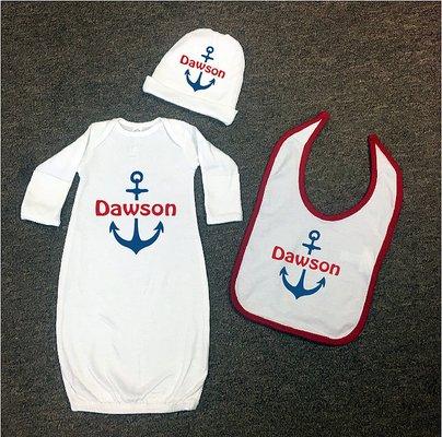 Custom printed baby rompers, onesies, bibs and caps