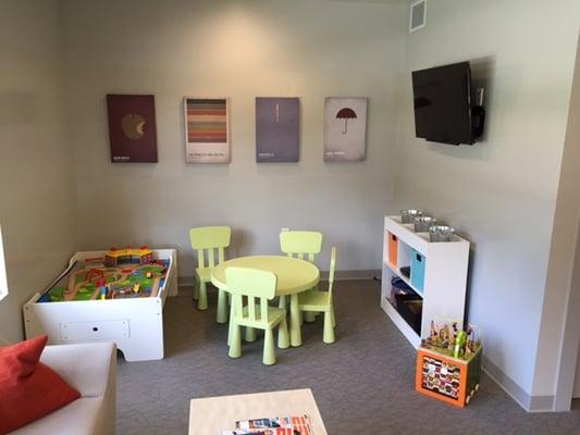 A dedicated play area for kids while their siblings or parents are receiving care