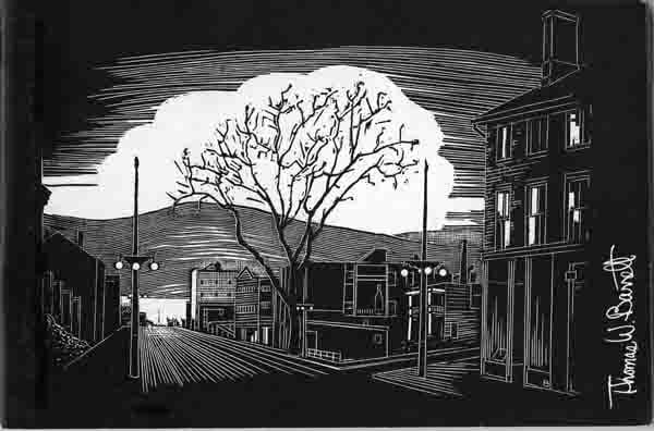 Woodcut print by Thomas W. Barrett: founder of Barrett Art Center / Dutchess County Art Association