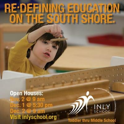 Inly School is an innovative, independent Montessori school for Toddler and Preschool thru Middle School.