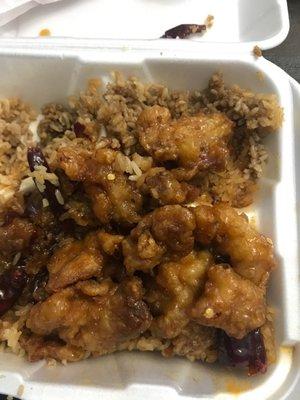 General's chicken with fried rice