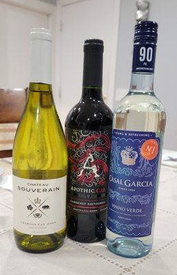 Vinho Verde, Chardonnay, and Cabernet Sauvignon