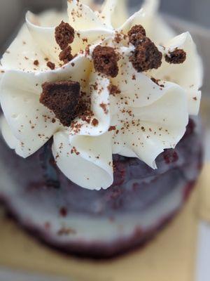 Red velvet brownie cake. Unique and rich ($9).