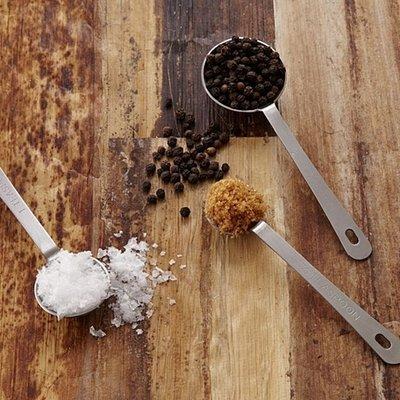 Sea salt, peppercorns, sugar.