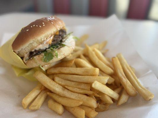 Cheeseburger combo, with amazing seasoned fries!