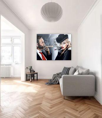 Dollar Art series on display at the customer's house. Original unique oil paintings, art for sale