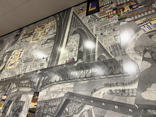 Pittsburgh centric mural in event room