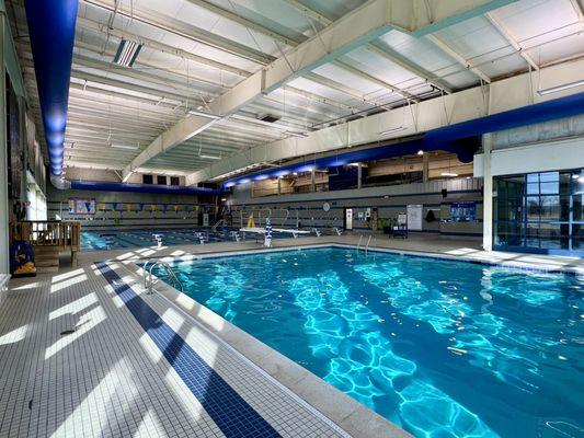 The facility includes a 13 foot diving well and a 1 meter diving board.