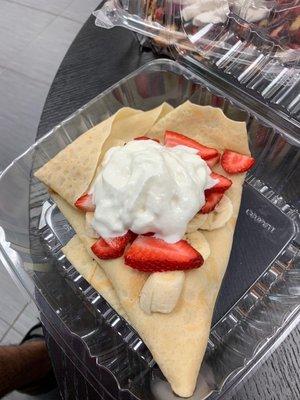 Strawberry banana and whip cream crepe