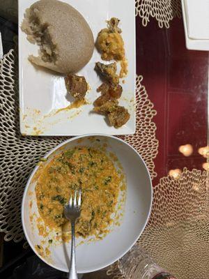 Egusi soup with bad leftover goat meat