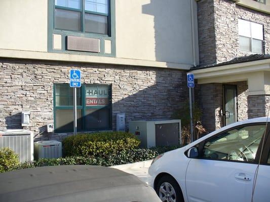 Close-up of their sign.