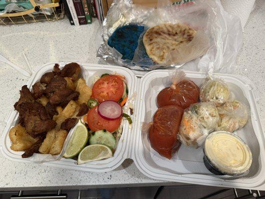 Pupusas, yucca, chicharon, Curtido. Yum!!!