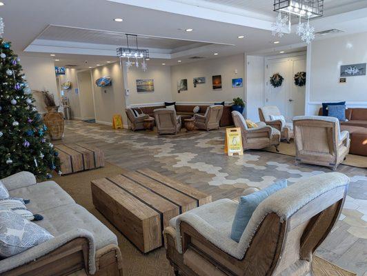 Seating area behind reception