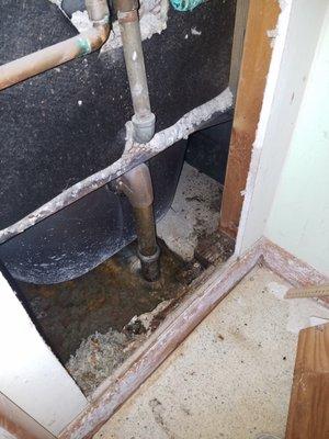 Sewer Backup was creating a overflow of water that was noticed below tub as well