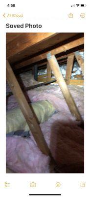 Pink insulation is new, white insulation is old and was never replaced