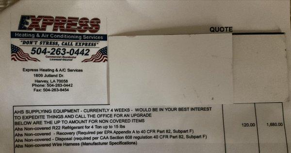 Quote Invoice from Express