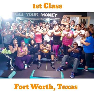 At the back of the studio after the first class was done.