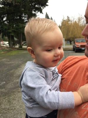 First ever haircut with Miss Ann! She was so fast and fun!