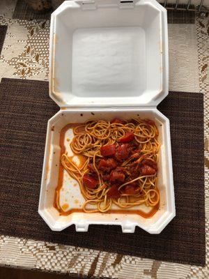The whole portion of spaghetti my wife could not eat