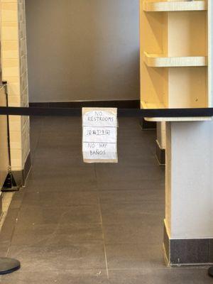 Want to enjoy a bathroom with your coffee? Nope. They're locked and blocked