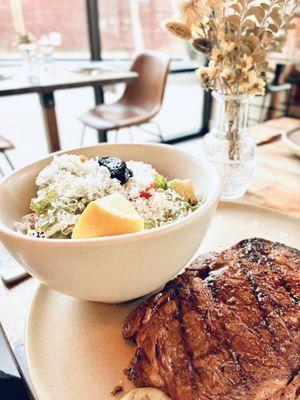 10 Oz Creekstone 35 Day Dry Aged Ribeye with Caesar's Salad at Happy Hour