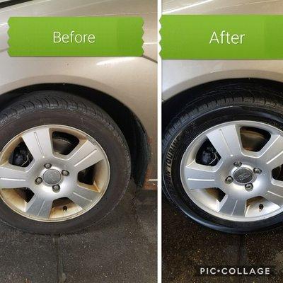 Before and after of dirty wheel