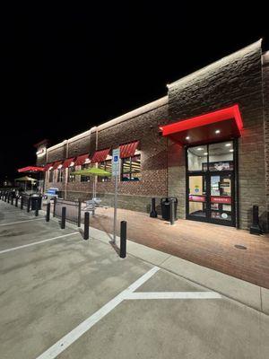 Outside at night