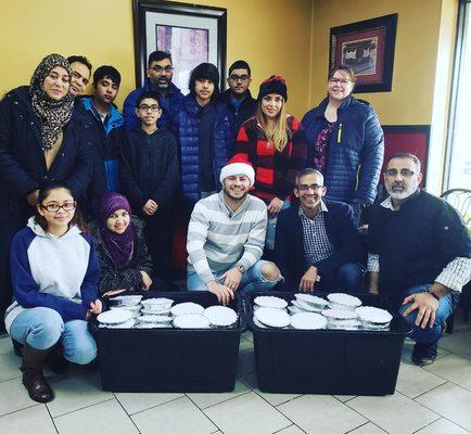 Team ready to feed the homeless meal.