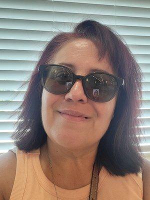 I love the cut. My hair was thinned out as I had so much & it is so thick, lucky in finding a great hair stylist.