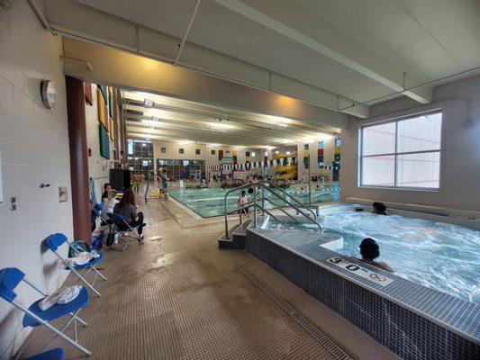 Great pool area & hot tub! Even a water slide! And HUGE motorized floats for kids (not sure of rules fur them.)