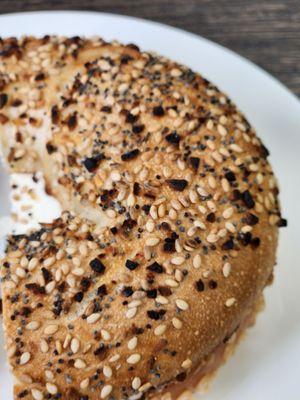 Everything bagel with cream cheese. Perfect.