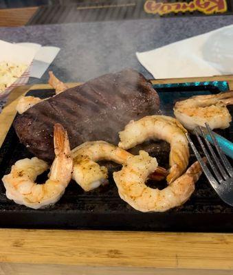 3 Choices of 30+ days Aged Steak! Seasoned, Seared & Sent to your table on a hot stone!
Local-made Dinner Roll Buttered & heated on stone