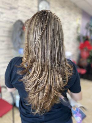 Full head of highlights done by Paco