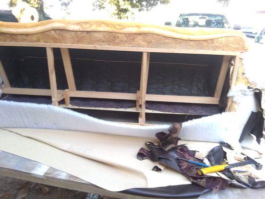 Upholstery on a damaged sofa