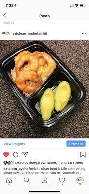 Tomatoes shrimp brown rices and avocado