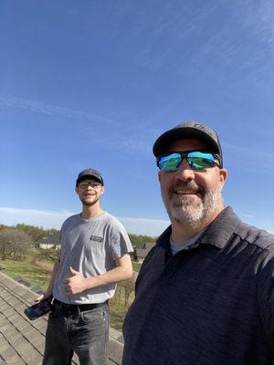 David and Joshua Garon on a roof