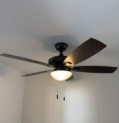 New ceiling fan installed -- clean and modern look
