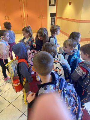 Children arriving and chatting!!! Excited to start their day!