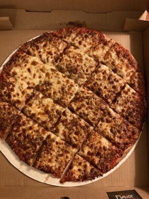 16" sausage, thin crust