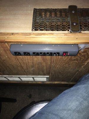 Has cheap drinks, Great Service and power strips all over to charge your phone! All around great place!