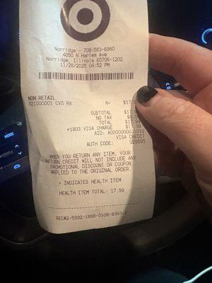 My receipt for my RX they just accused me of stealing.