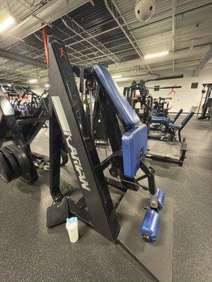 Standing hamstring curl machine.