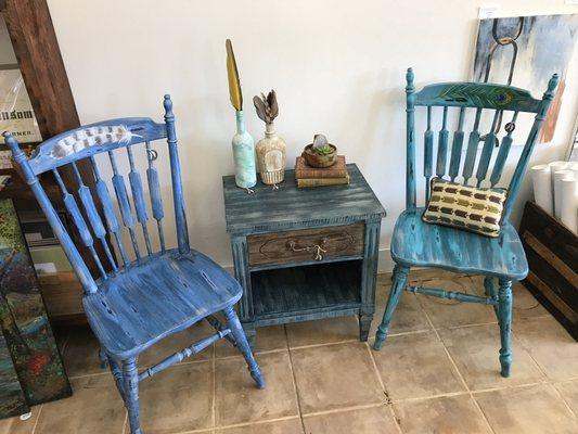 Chalk paint from American Paint Company- chairs and side table