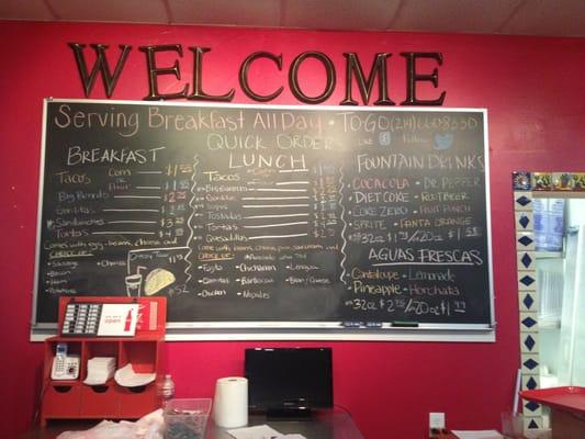 Here's a good idea if the menu, once you walk in.