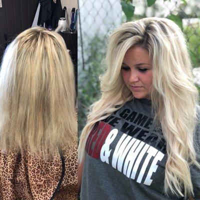 Hair color and extensions by Kristin