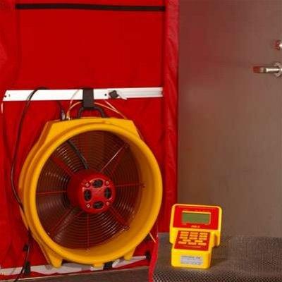 A blower door test helps identify leaks in the home building envelope.