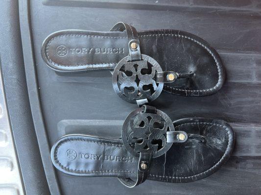 Shoes after "repair." The thing is they weren't in bad condition, I came as a preventative service. Waste of time (4 trips to the store).