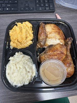 Halal Half Rotisserie Chicken with corn bread $13