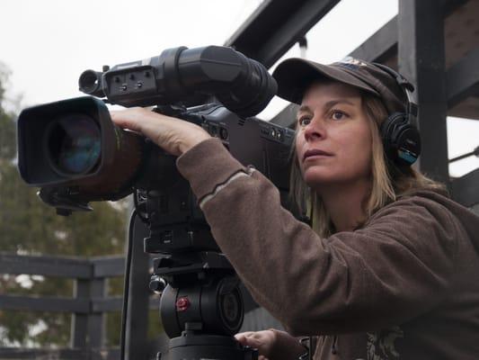 Simone Hogan of Coastline Productions out on location