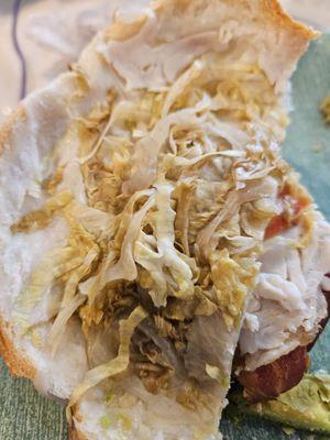 Brown lettuce in the sandwich